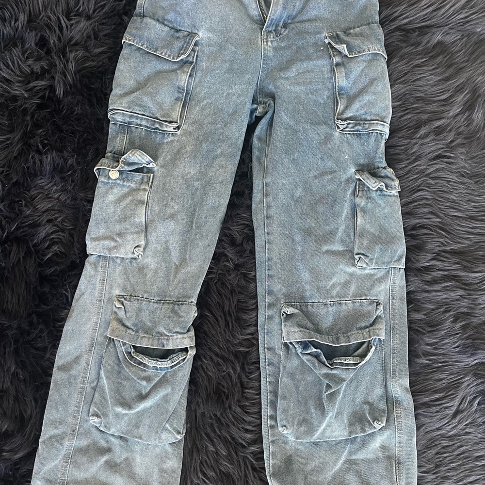Men's Blue Cargo Jeans